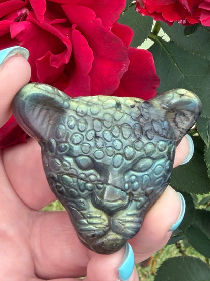 Labradorite Leopard Carving A