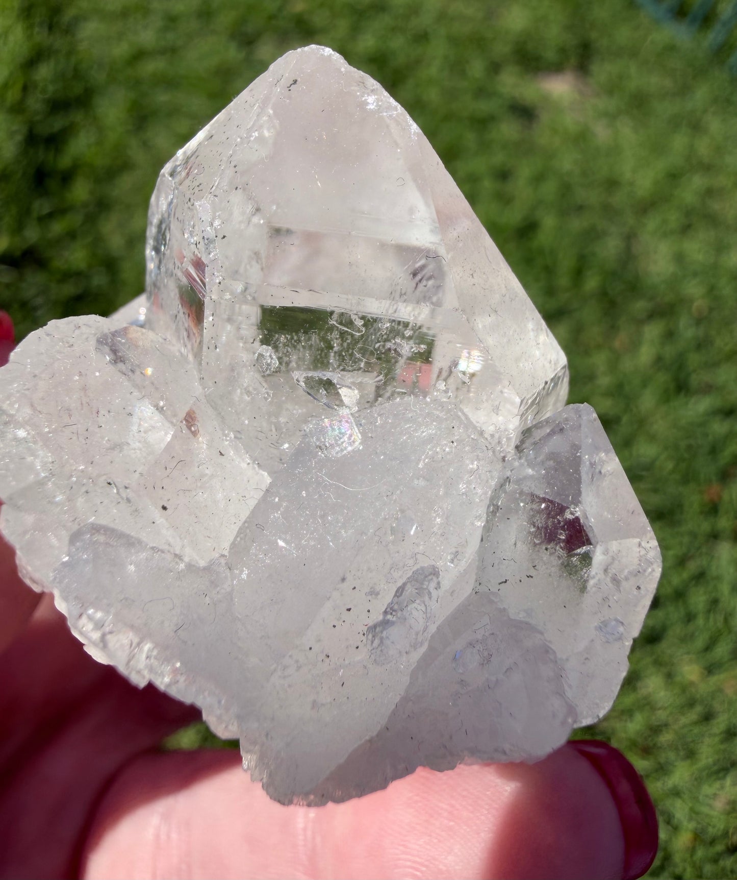 Clear Quartz Cluster with Rainbows – 107g