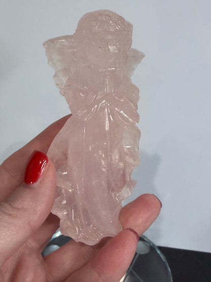 Rose Quartz Angel Crystal Carving – 10cm