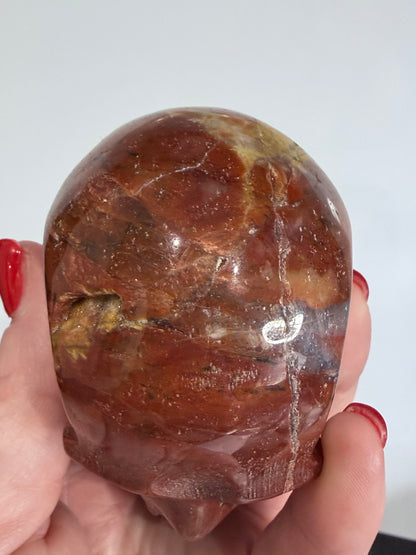 Petrified Wood Skull Crystal Carving – 364g (7 × 8 cm) A
