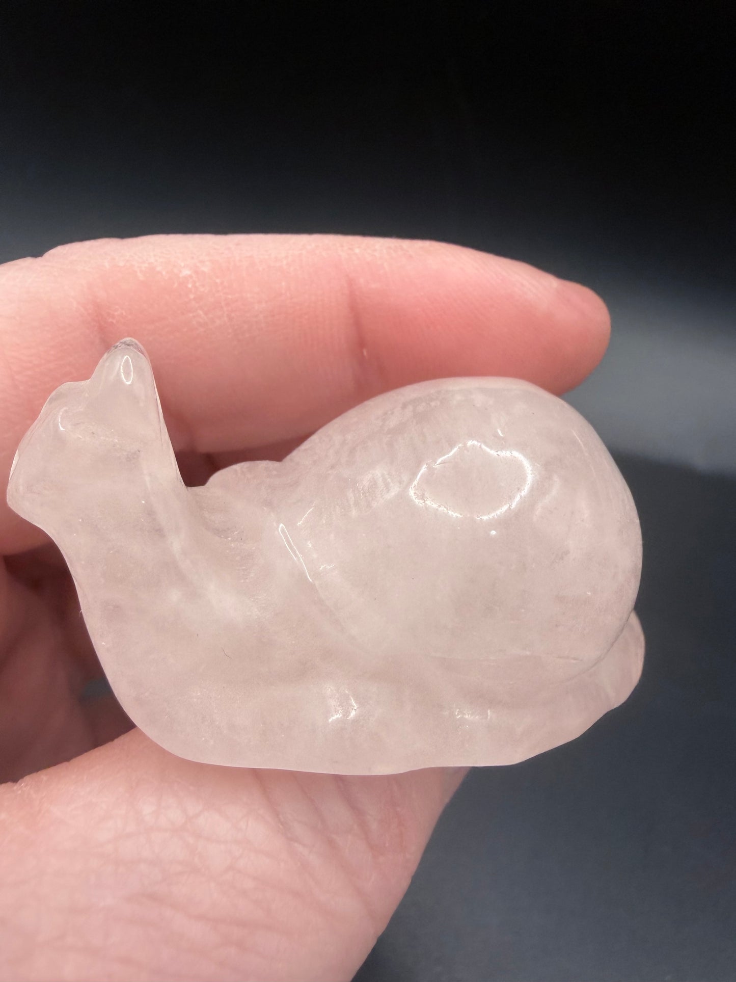 Rose Quartz Snail Carving – 5cm