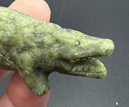 Serpentine Crocodile Carving