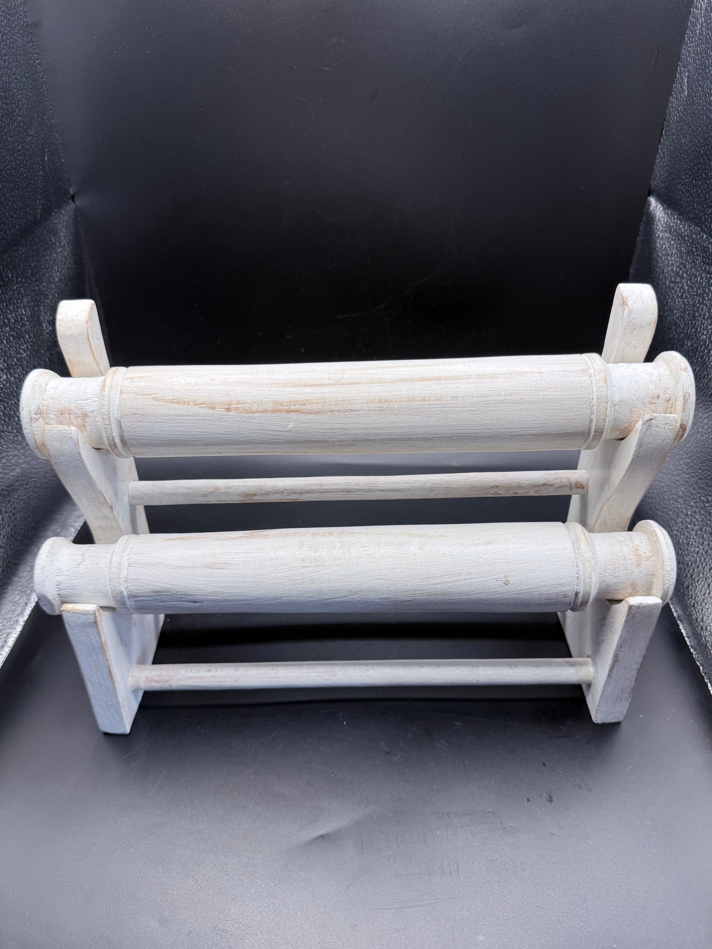 Whitewashed Wooden Bracelet & Display Stand – 2 Tier