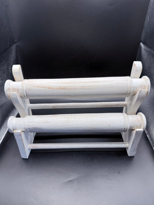 Whitewashed Wooden Bracelet & Display Stand – 2 Tier