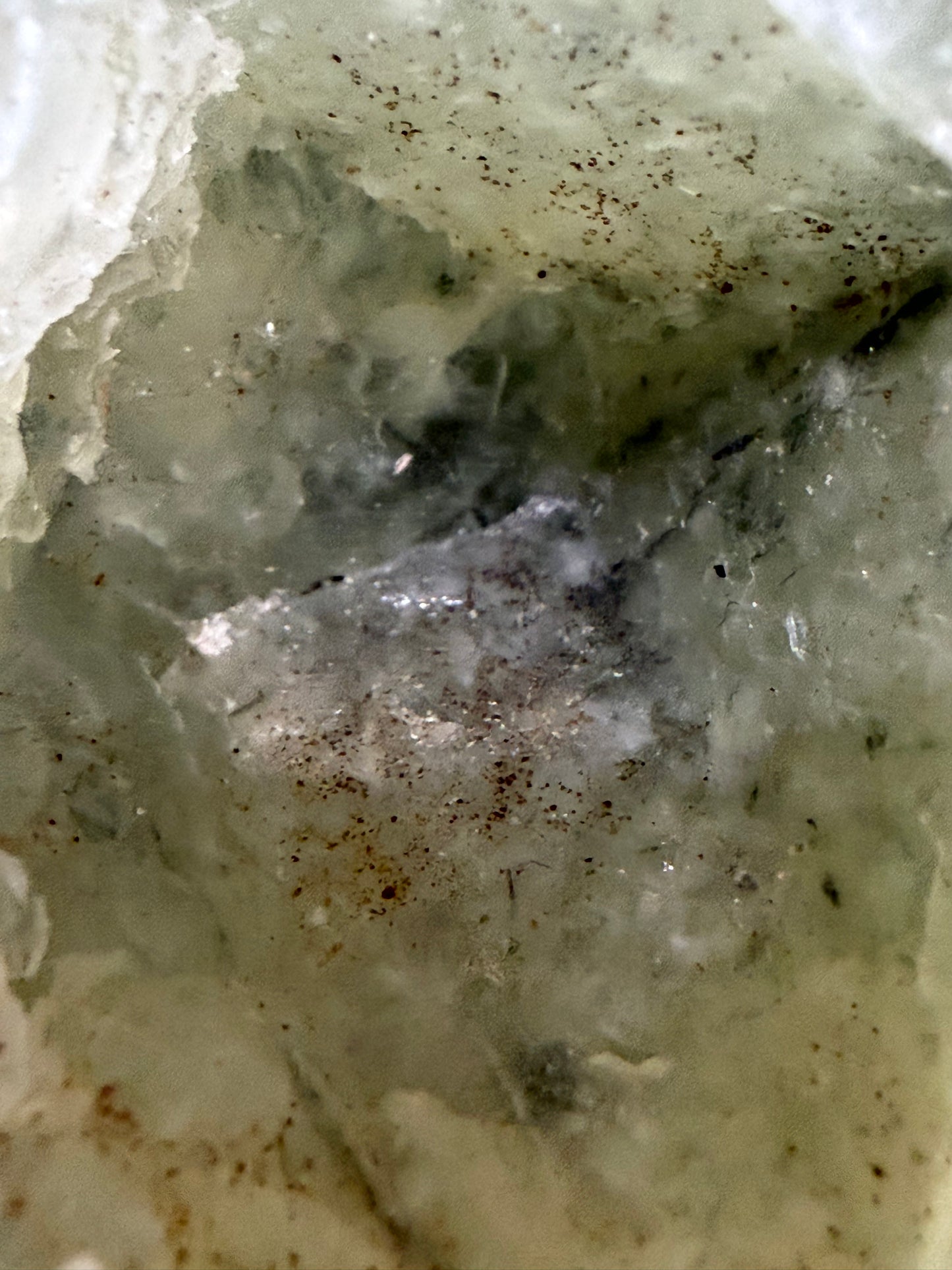 Prehnite with Epidote Inclusion Sphere D - 6cm
