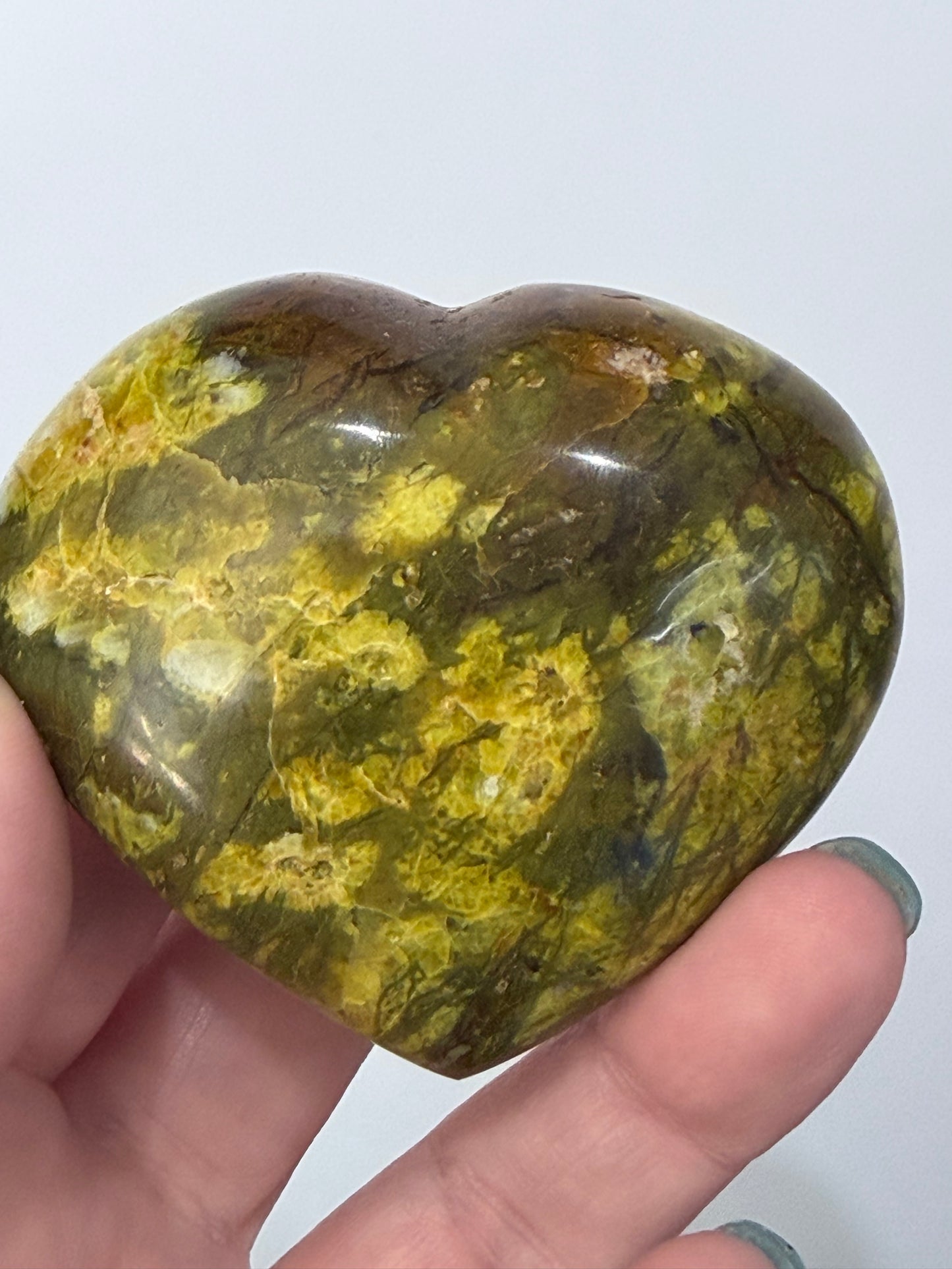 Green Opal Heart with Stand – 156g | 6.8cm
