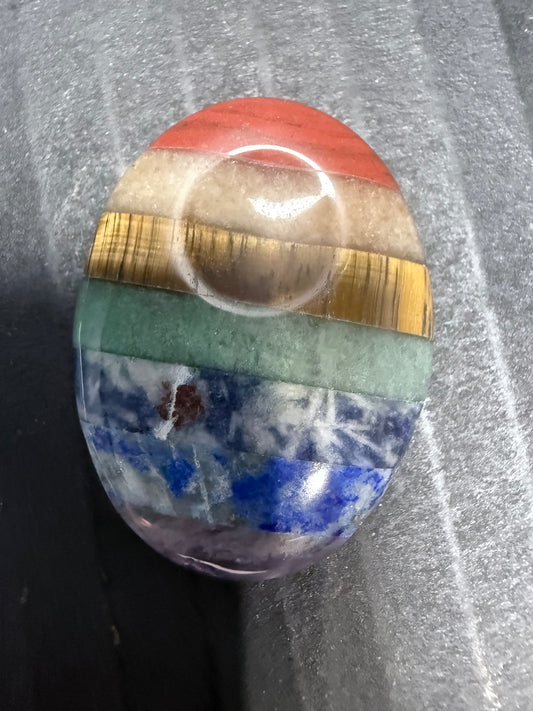 7 Chakra Palm Stone (Bonded) – Oval Worry Stone - Crystal wonderland By Lisa
