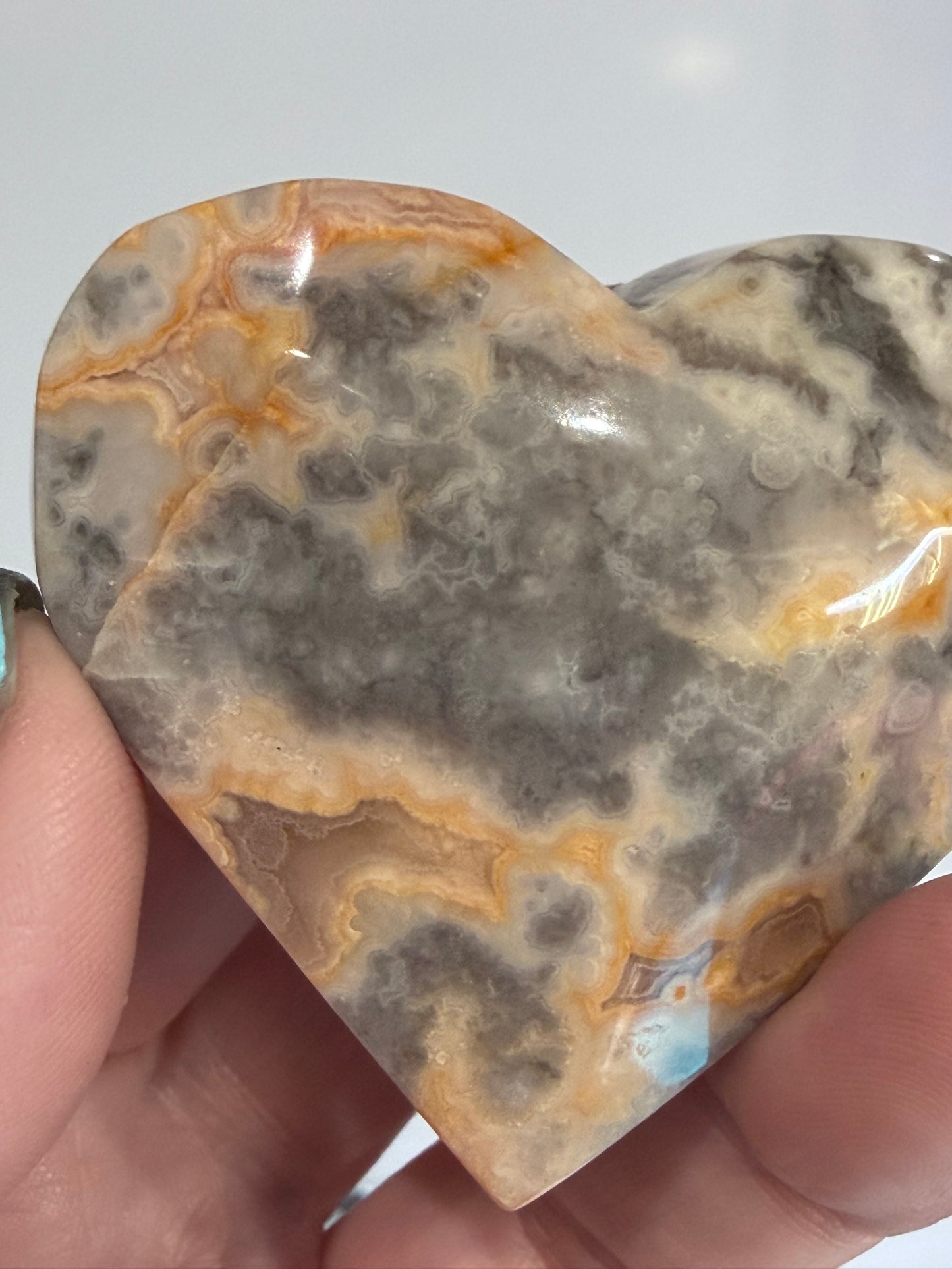 Crazy Lace Agate Free Standing Heart - 5.6cm