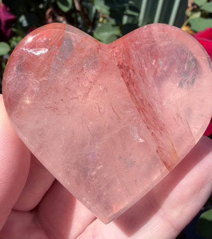 Fire Quartz Flat Heart (Hematoid Quartz) Heart – 5.6 cm | 106 g