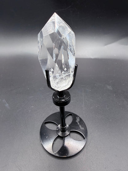 Clear Quartz Polyhedron on Rotating Stand