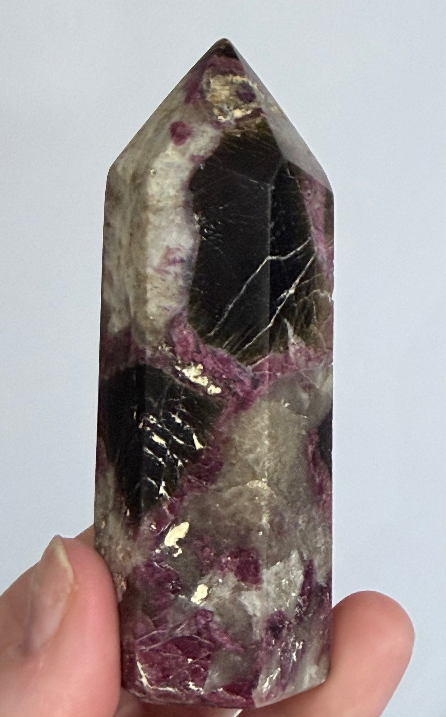 Pink Tourmaline in Quartz Crystal Tower – 9.2cm | 155g D
