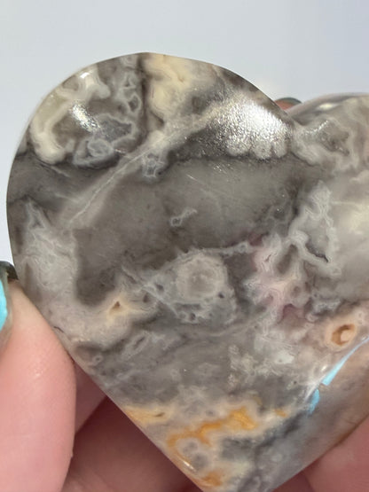 Crazy Lace Agate Free Standing Heart - 5.6cm