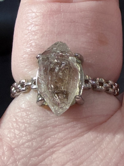 Natural Herkimer Diamond Quartz Ring | Double-Terminated Crystal E