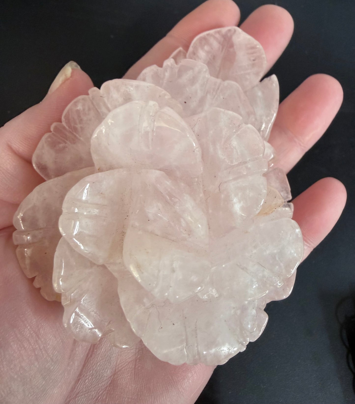 Rose Quartz Rose Carving with Light Base – 10 × 8 cm | 242g