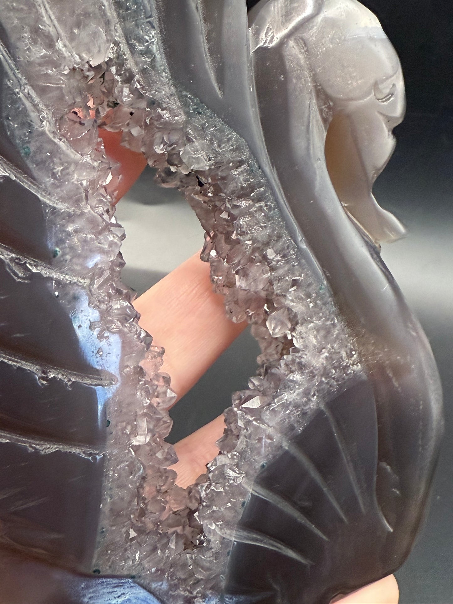 Agate Druzy Swan Carving