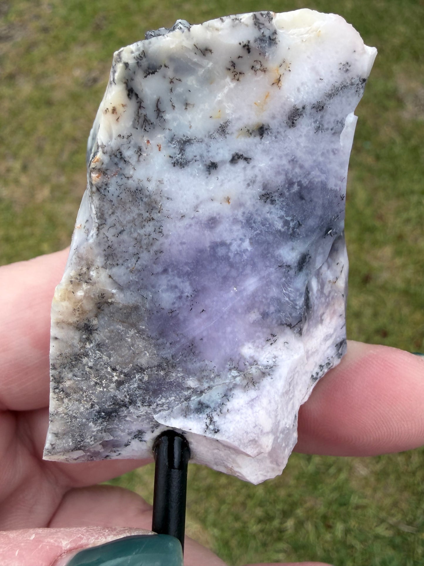 Dendritic Opal Slab on Stand (Merlinite-Style)