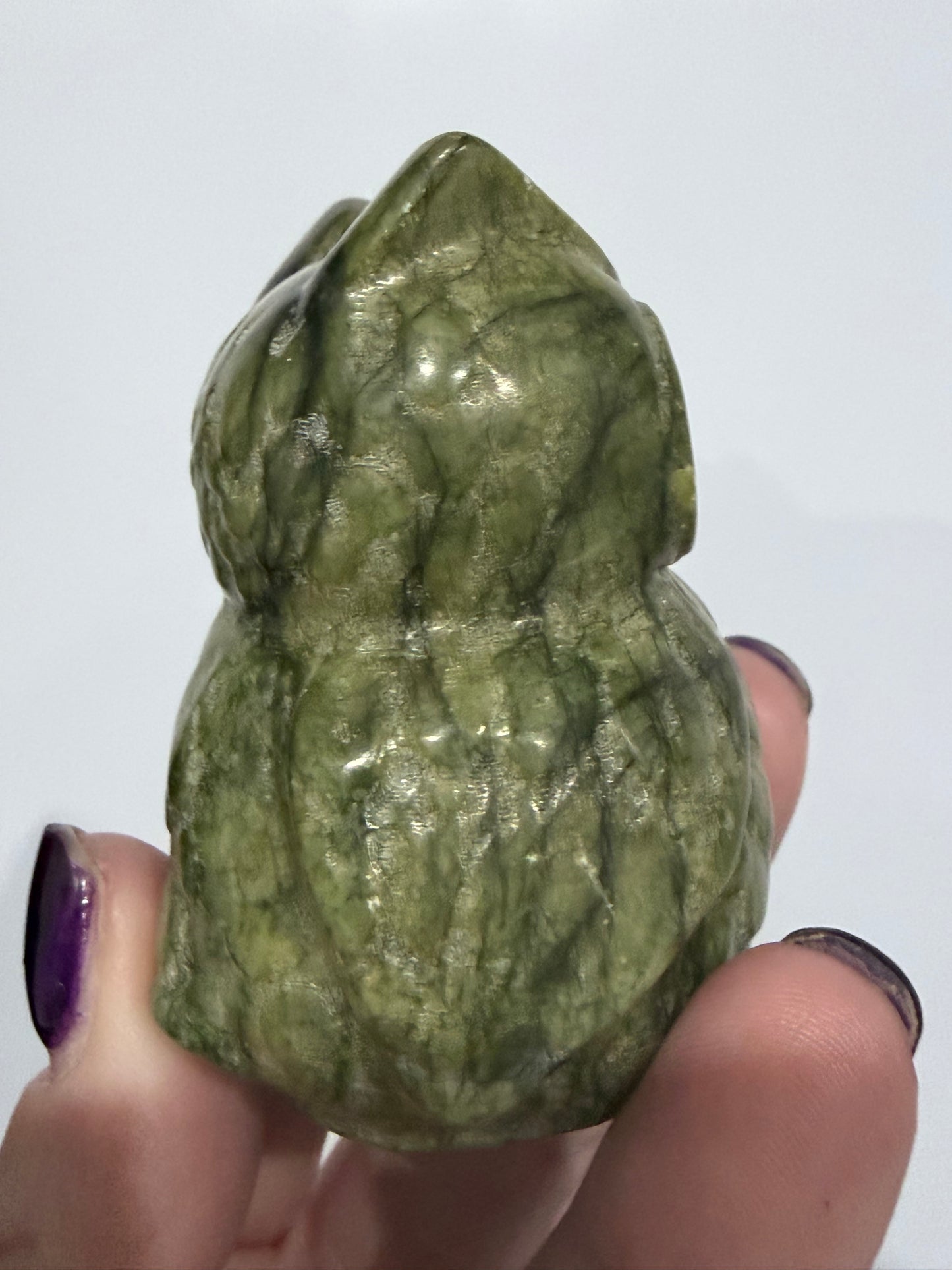 Green Serpentine Owl Carving – 162g