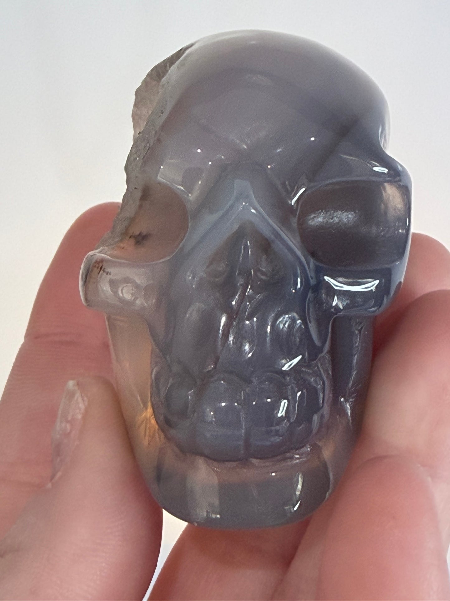 Agate Skull with Sugar Druzy Base – 6.8cm | 165g