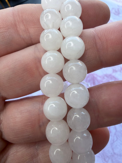 White Jade Bracelet – 8mm (Stretch)