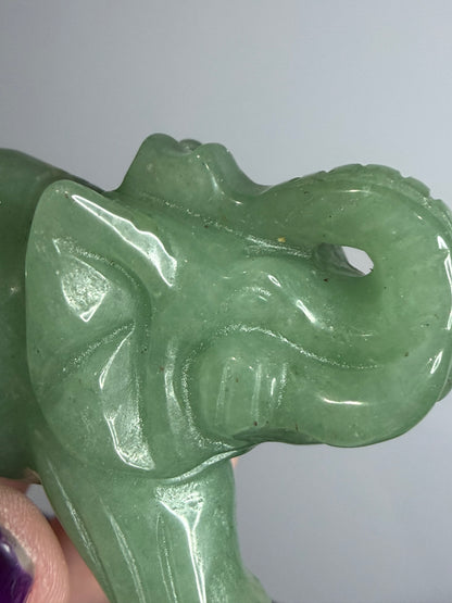 Green Aventurine Elephant Carving