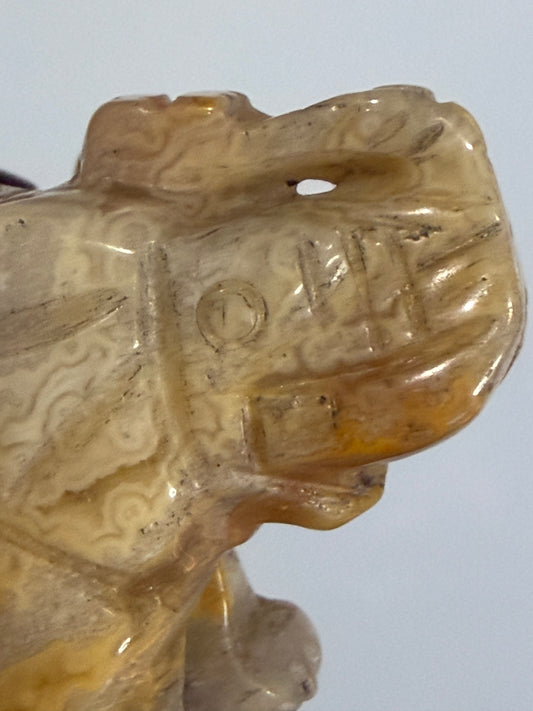 Golden Crazy Lace Agate Elephant Carving – 5cm