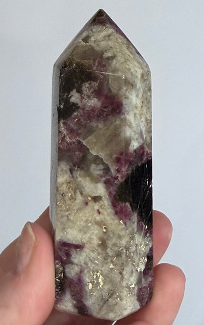 Pink Tourmaline in Quartz Crystal Tower – 9.2cm | 155g D