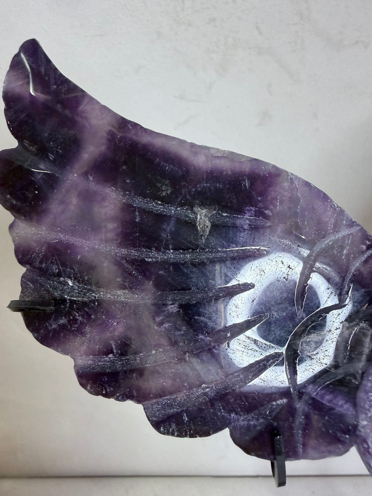 Amethyst Angel Wings with Heart on Stand – 25cm