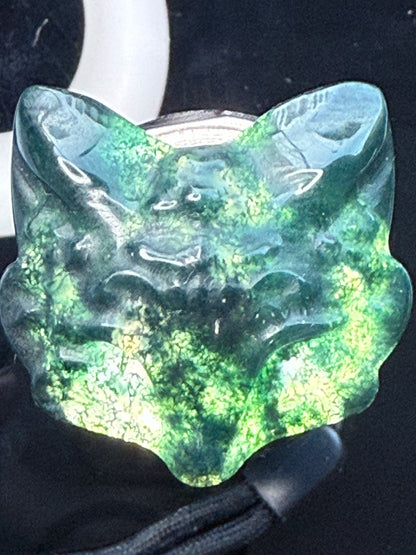 Moss Agate Mini Fox Mask