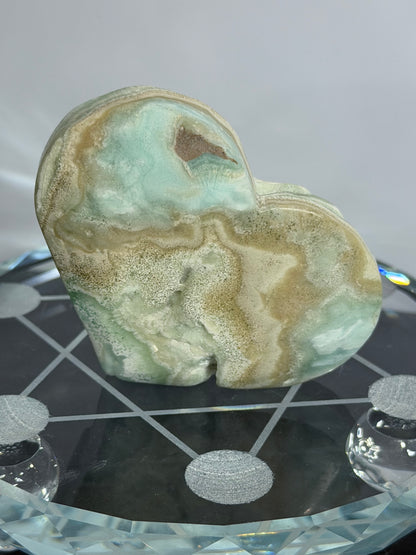 Blue Aragonite Heart – Self Standing A - 6.8cm