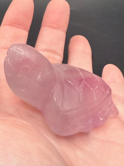 Pink Fluorite Turtle Carving