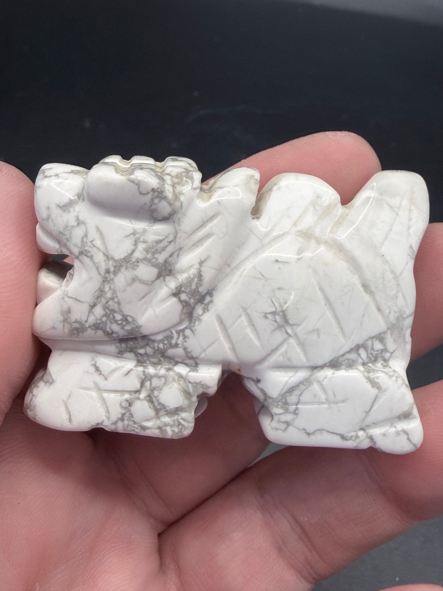 Howlite Dragon Carving – Calm & Strength