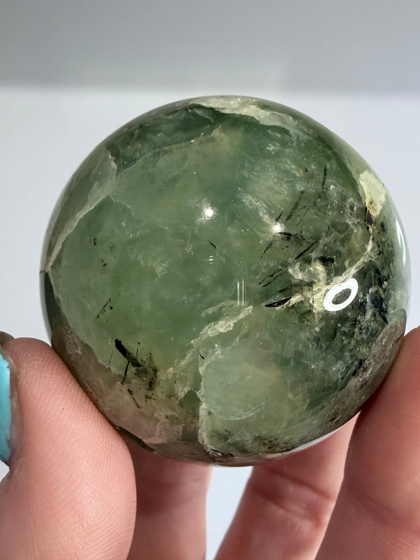 Prehnite with Epidote Sphere with Natural Crystal Pocket |  A - 5cm