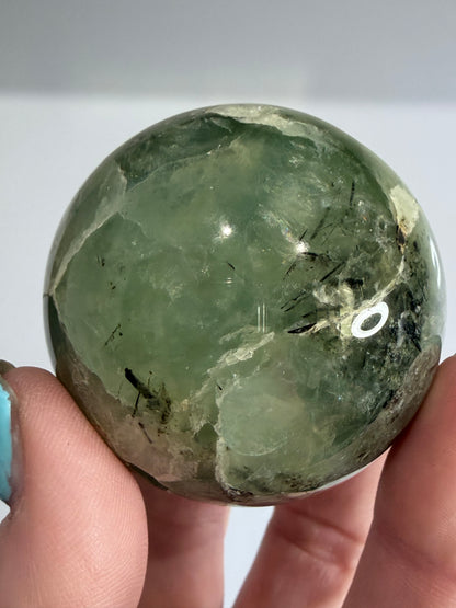 Prehnite with Epidote Sphere with Natural Crystal Pocket |  A - 5cm