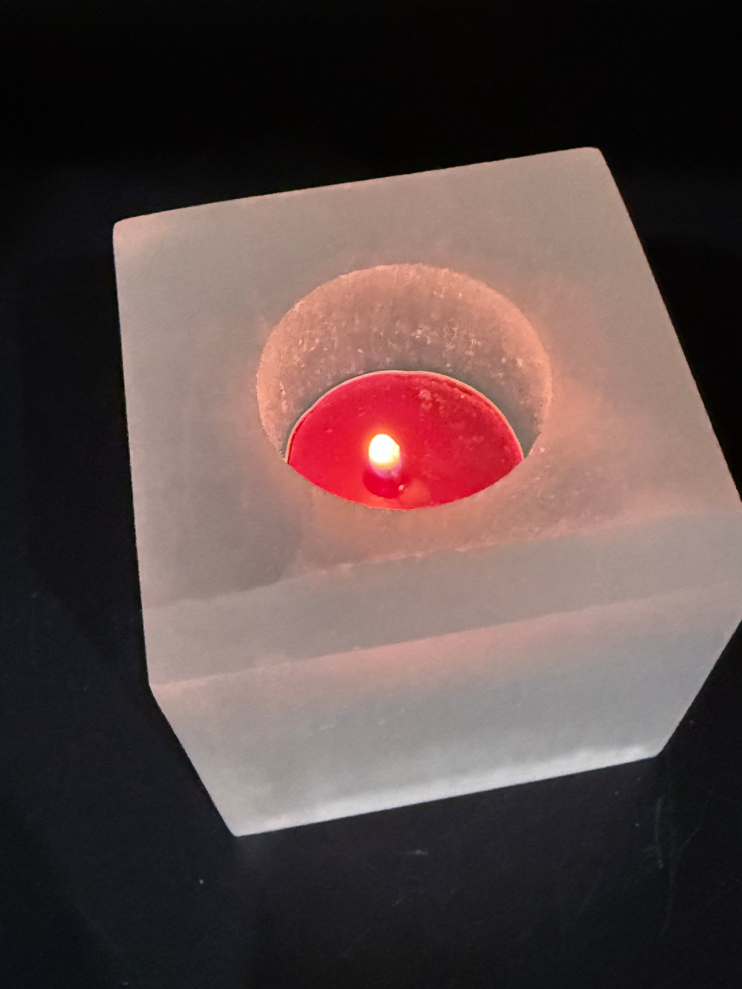 Selenite Cube Candle Holder