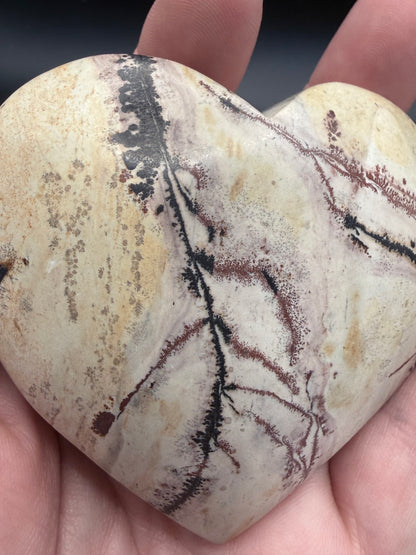 Picture Jasper with Dendritic Inclusions Heart 7.3cm