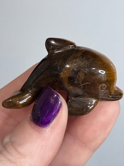 Tiger’s Eye Dolphin Carving