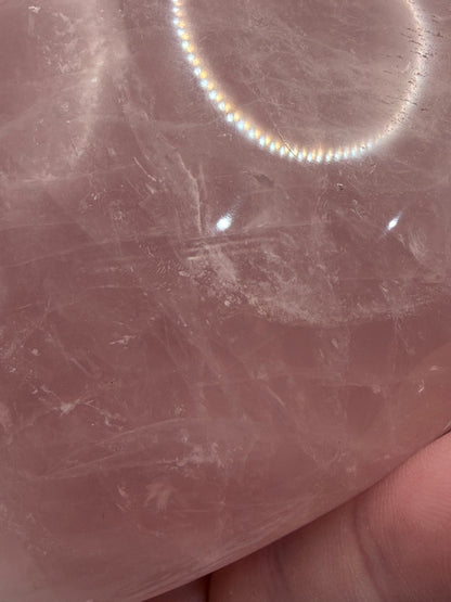 Large Rose Quartz Heart with Stand – Love & Heart Healing (314g | 8.8 × 8.3cm)