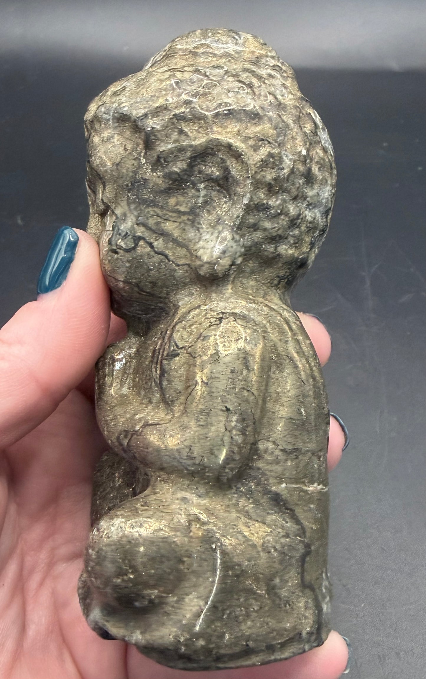 Pyrite Buddha Carving – 12 × 6.5 cm (692 g)