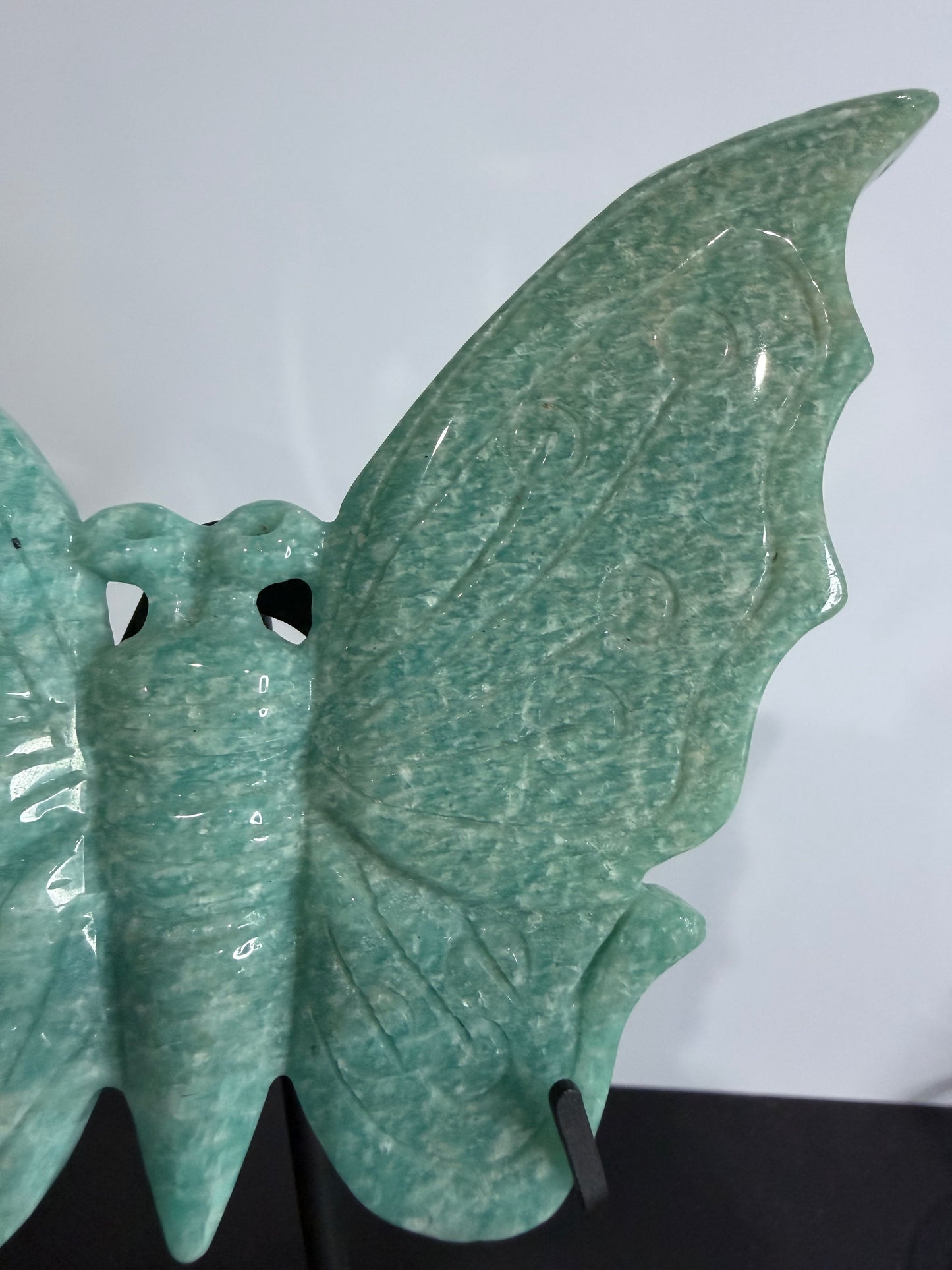 Amazonite Butterfly Carving on Stand – 20cm