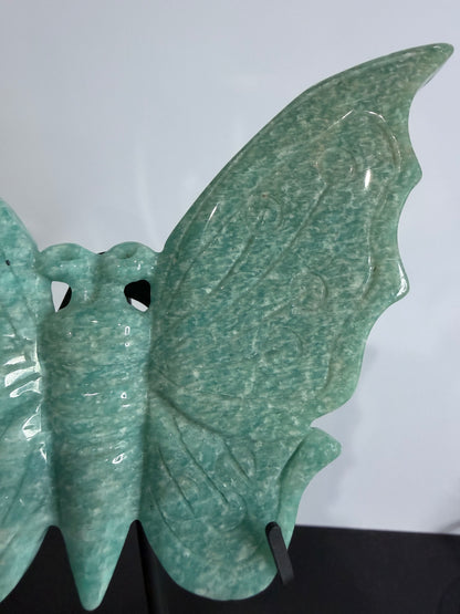 Amazonite Butterfly Carving on Stand – 20cm