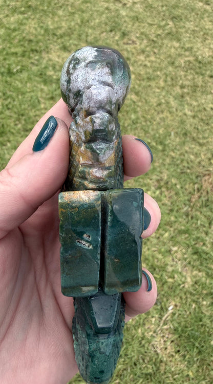 Ocean Jasper Seahorse on Silver Zodiac Stand 17cm on stand