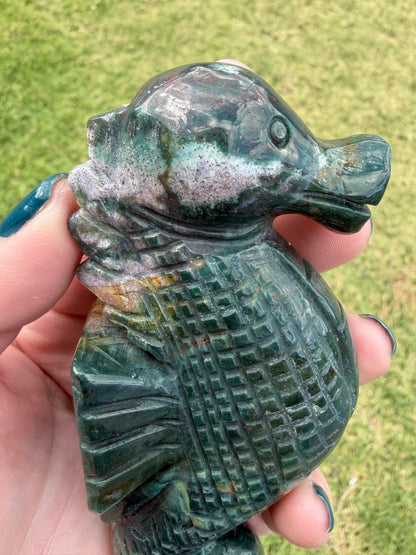 Ocean Jasper Seahorse on Silver Zodiac Stand 17cm on stand