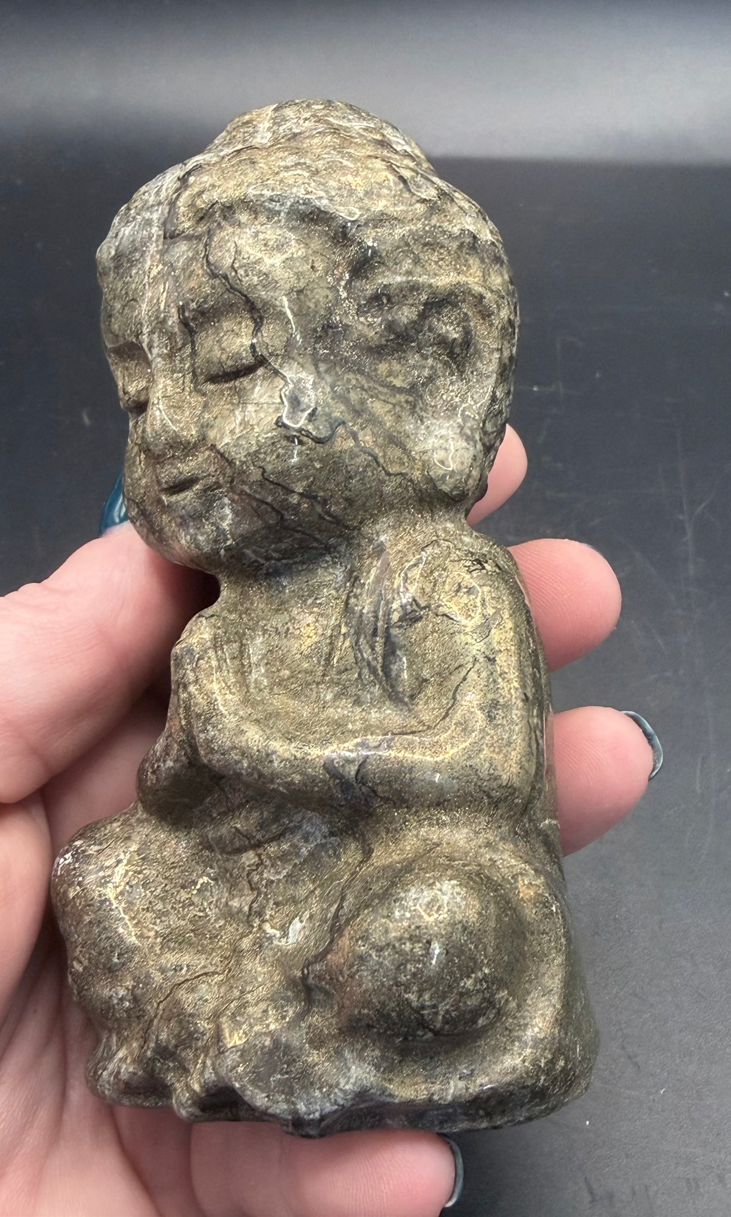 Pyrite Buddha Carving – 12 × 6.5 cm (692 g)