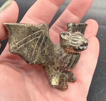 Pyrite Crystal Bat on Stand