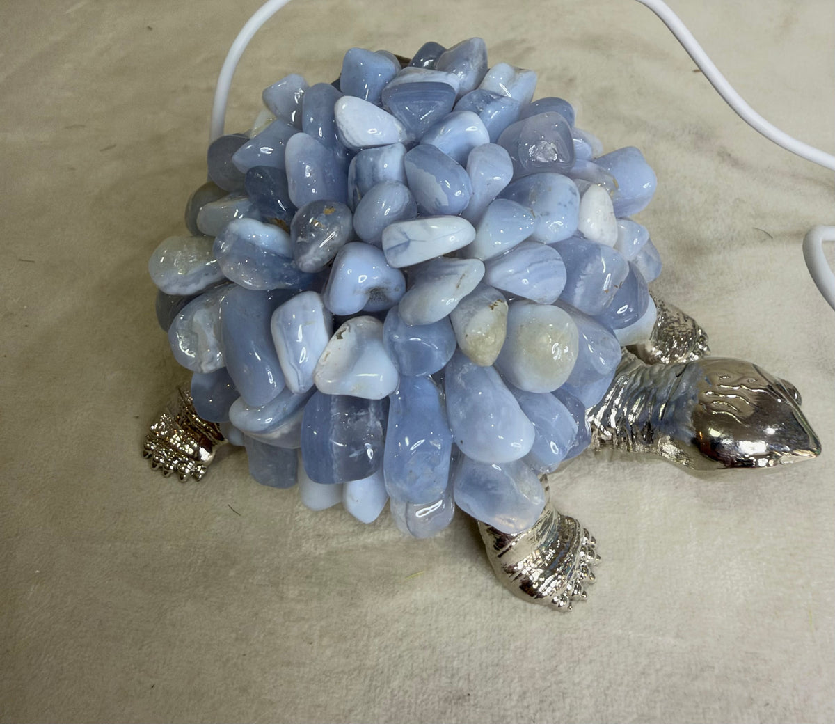Blue Lace Agate Turtle Colour Changing USB Lamp