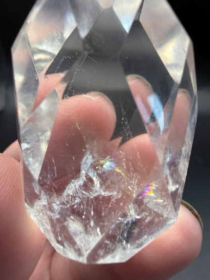 Clear Quartz Polyhedron on Rotating Stand