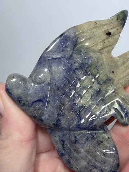 Sodalite Fish Carving with Display Stand | 70g | 9 x 6.5cm