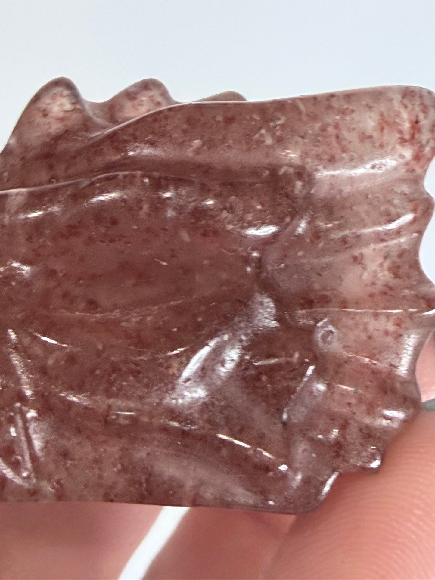 Strawberry Quartz Dragon Head Carving A - 5cm