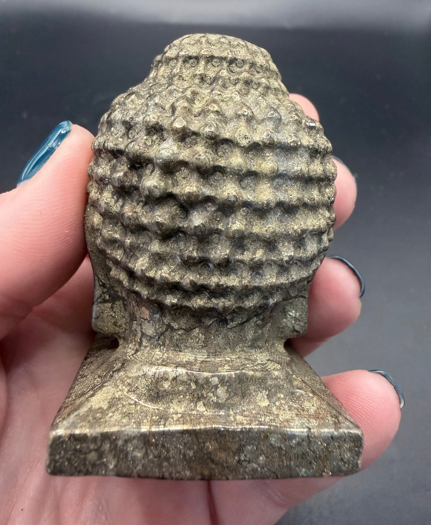 Pyrite Buddha Head Carving – 6 × 4 cm