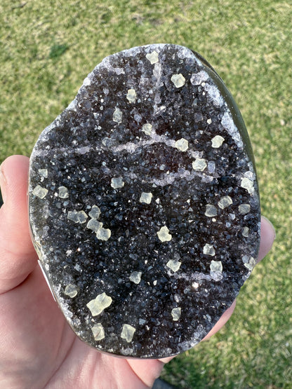 Red Amethyst with Calcite Cubes